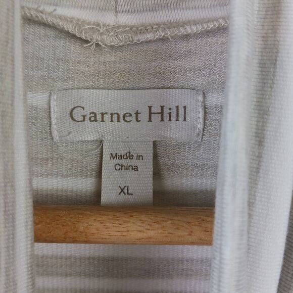 Garnet Hill SZ XL Gray & White Mock-Neck Stiped Tunic Soft Tencel French Terry - Picture 3 of 7
